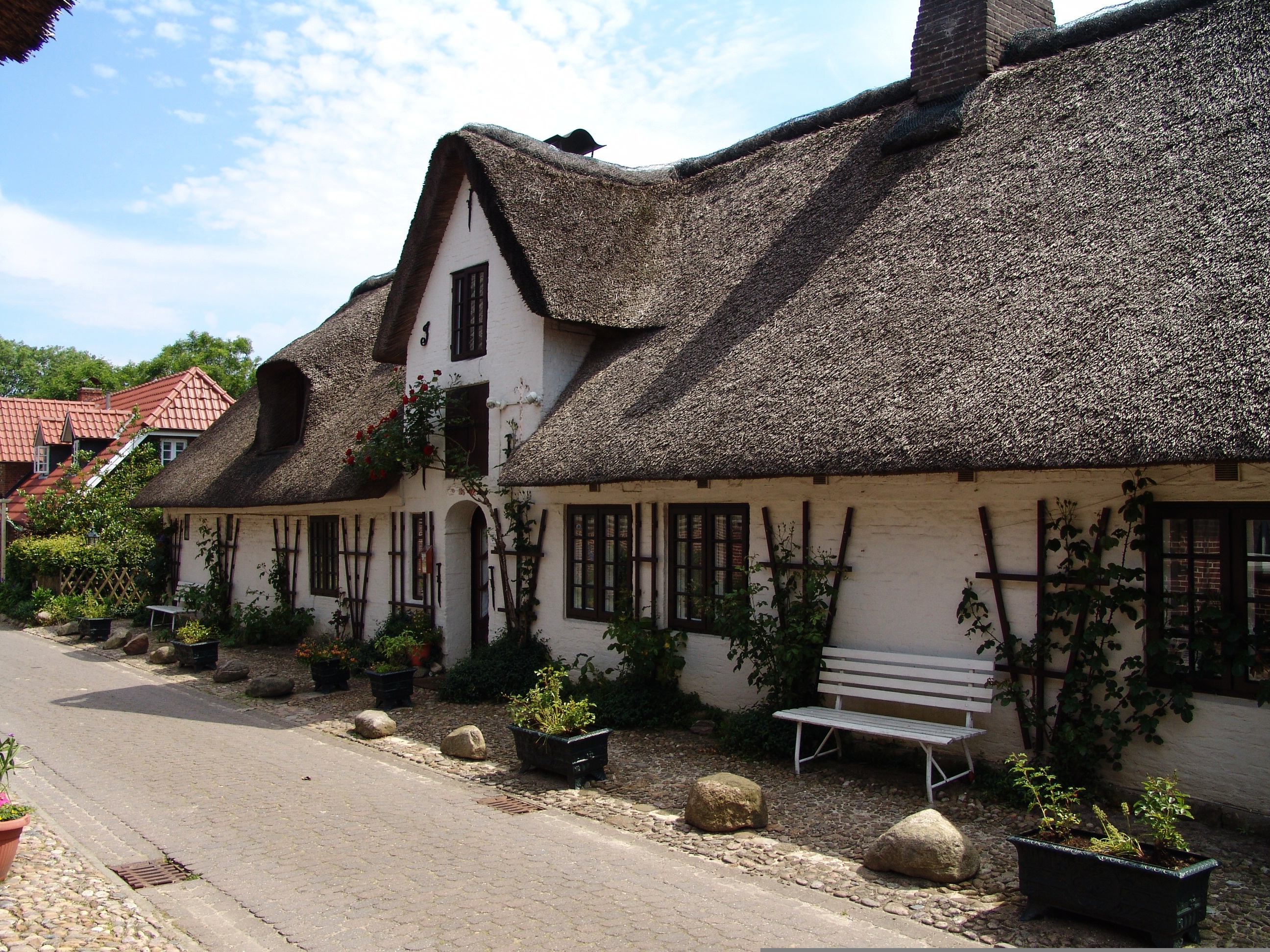 Completed thatched roof home